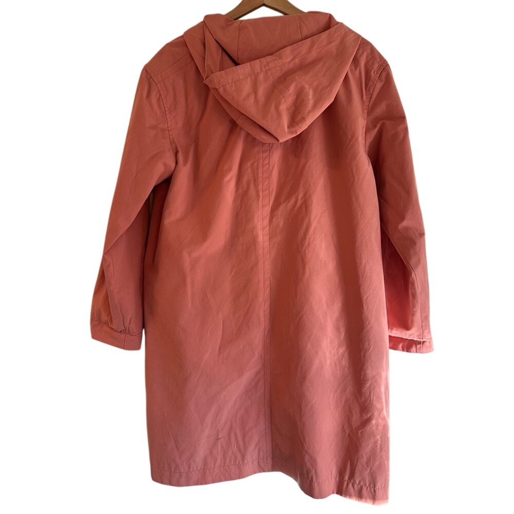Womens‎ Coral Pink Hooded Raincoat Jacket Lightweight Casual Everyday Outerwear - Picture 5 of 5